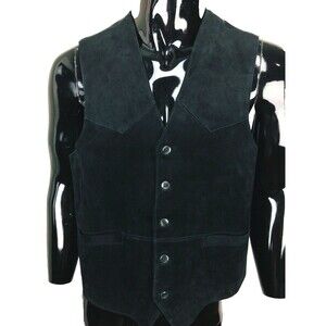 Vintage 90s Pelle Sport Suede Steampunk Western Cowboy Leather Vest Large